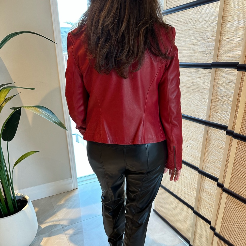 Danier Red Moto Leather Jacket 🔥 - Picture 3 of 13